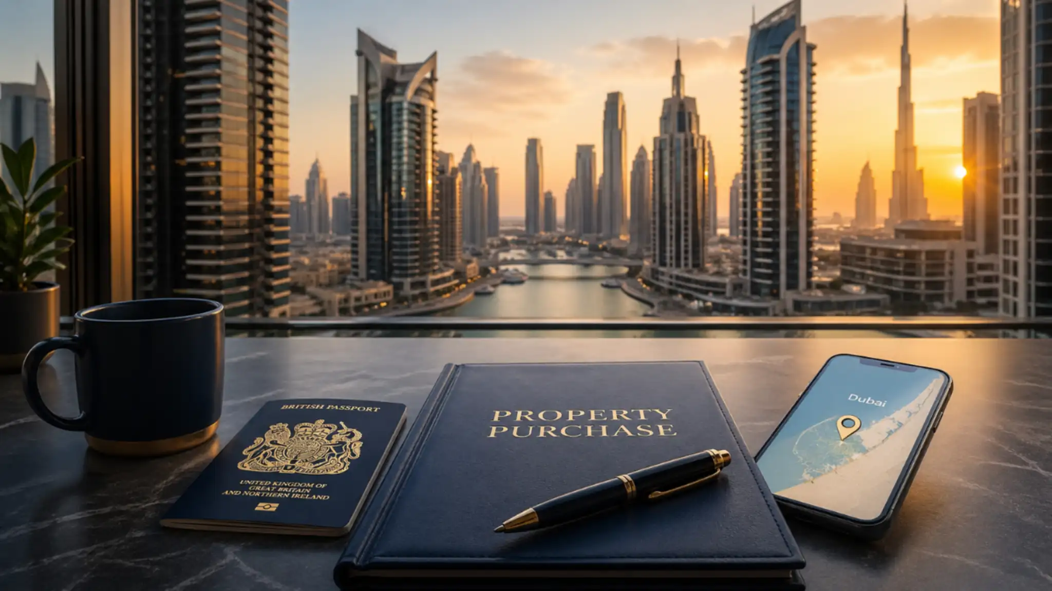 Can You Buy a Property in Dubai – luxury skyline, real estate paperwork, and investment planning scene.
