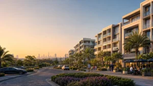 Is Jumeirah Village Circle a good investment? Modern residential apartments in JVC Dubai with landscaped streets, luxury amenities, and the city skyline, highlighting one of Dubai's most popular property investment communities.